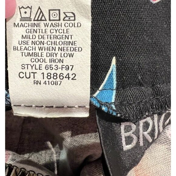 Sz 12 Woman BRIGGS Tropical Fish Seashell Black Capri Pants‎ Hawaii Vacay Island - Picture 5 of 5